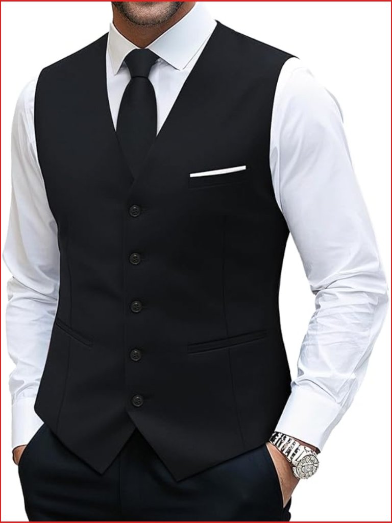 Men's Formal Vest & Tie Set Business Casual V-Neck Sleeveless Waistcoat